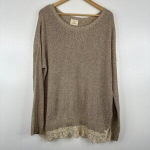 Pins and Needles Anthropologie Knit Lace Trim Oversized Tunic Sweater